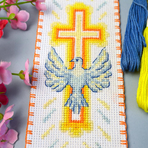 Povitrulya 'Holy Spirit' Counted Cross Stitch Bookmark Kit - DIY Embroidery Set for Adults with Paper Pattern, 16-Count Aida Canvas and Presorted ...