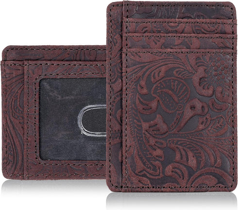 Real Leather Slim Minimalist Wallet for Men and Women -RFID Blocking Front Pocket Thin Credit Card Holder Stylish Wallets...