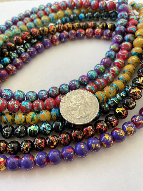 Linpeng 8mm Glass Beads Round Bulk for Bracelet, DIY Jewelry Supplies, Gift for Beader, 300 Beads Multi-Colors, Small...