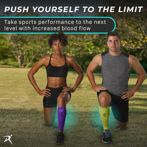 Rymora Leg Compression Sleeve, Calf Support Sleeves Legs Pain Relief for Men and Women, Comfortable and Secure Footless Socks for Fitness, Running...