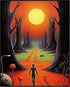 Posterizer 1 pcs-Alien Strolling into Alien Planet's Sunset-Abstract & Modern Art-Fantasy & Fiction Art-Gift for Art Lovers-Decor for Home & Offic...