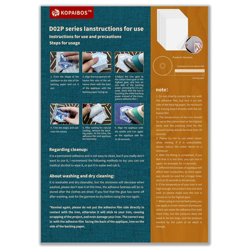 KEPAIBOS Double Sided Iron On Adhesive Sheets with Backing Easy-Iron Permanent Fusible Patch Fabric Glue A4 Size 20 PCS (Lightweight M)...