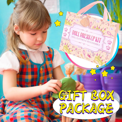 46 Pcs Doll Clothes and Accessories Kit, Including 2 Princess Gowns 4 Fashion Dresses 2 Tops 2 Pants 2 Bikini Swimsuits 10 Shoes 10 hangers 15 Jew...