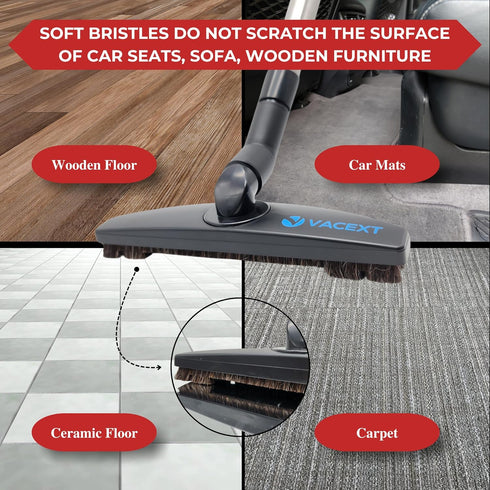 Upgraded Hardwood Floor Attachment with Horse Hair Soft Bristles & Flexible Brush Head for Vacuum Cleaners using 1 ¼'' (1.25inch) (32mm) Accessori...