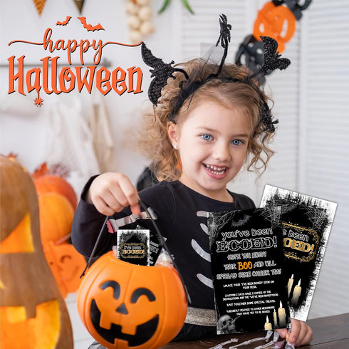 Halloween Party Game - You've Been Booed, I've Been Booed! Game Kit - Double-Sided Skull and Candles Theme, Halloween Party Decorations & Activiti...