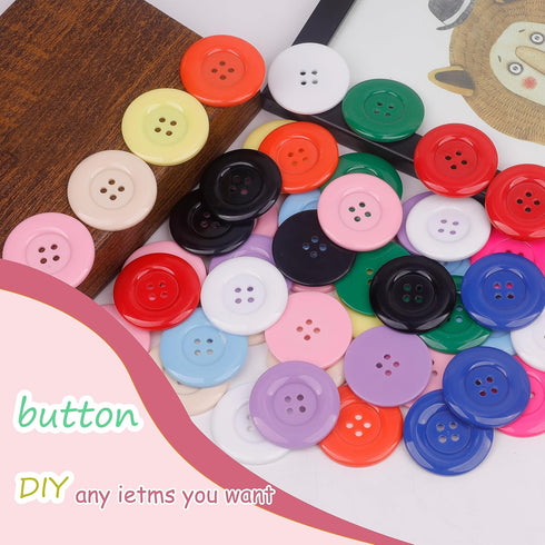 YAKA 50Pcs 1.5inch(38mm) Sewing Resin Buttons Round Shape 4 Holes Craft Buttons for Sewing Scrapbooking and DIY Craft Multicolored...