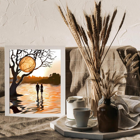 Posterizer 1 pcs-walk at sunset with your partner-cute Valentine's day poster -2-Romantic Art-Holiday Poster -Gift for Couples boyfriend girlfrien...