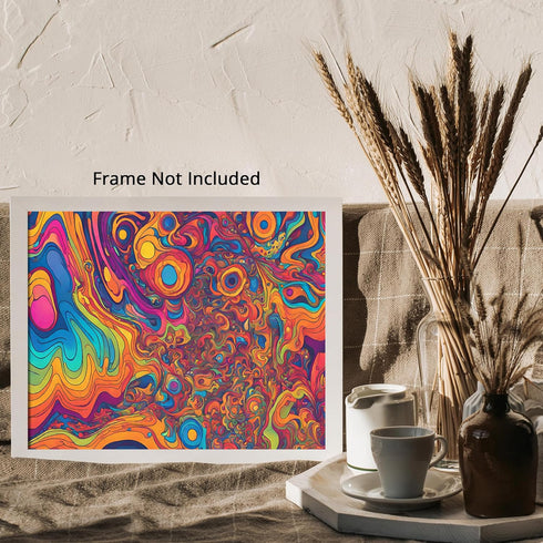 Posterizer 1 pcs- psychedelic funky hippie colorful art-Abstract & Modern Art-Fantasy & Fiction Art- Living Room Bedroom Decor- unframed wall art...