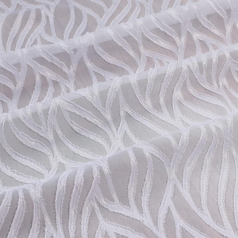 Marilyn 2PCS White Sheer Valances for Windows 14 Inches Long, Light Filtering Soft Clip Jacquard Textured 3D Leaf Curtains for Bathroom Bedroom Ba...