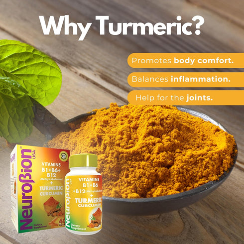 Neurobion Turmeric Curcumin 650 mg Herbal Supplement for Antioxidant Support, High Absorption Ultra Potent Turmeric Supplement Multivitamins Compl...