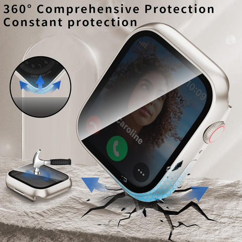 Waterproof Privacy Case Compatible with Apple Watch Series 6/5/4/SE2/SE 44mm with Anti-peep Screen Protector, iWatch Face Cover Protective Bumper ...