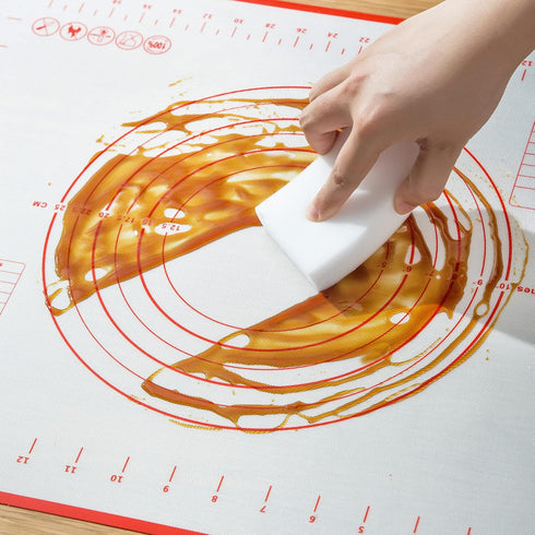Non Slip Silicone Pastry Mat with Measurements Nonstick, 16 x 20 Inch Thick Baking Mat for Rolling out Dough Red Food Grade Silicone Baking Mats f...