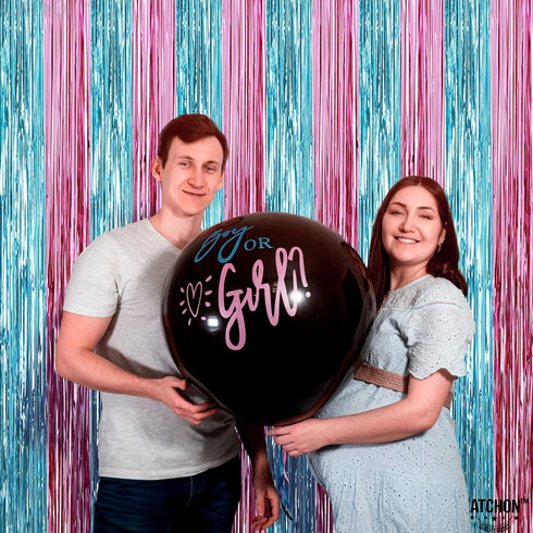 KatchOn, XtraLarge Pink and Blue Streamers - 3.2 x 8 Ft, Pack of 2 | Pink and Blue Streamers for Gender Reveal Decorations | Streamer Backdrop for...
