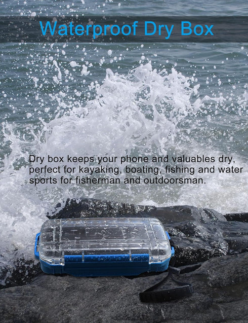 Dry Box Waterproof Box for Kayaking Boat Waterproof Phone Box Small Waterproof Container Watertight Storage Box Diving Dry Case (Blue)...