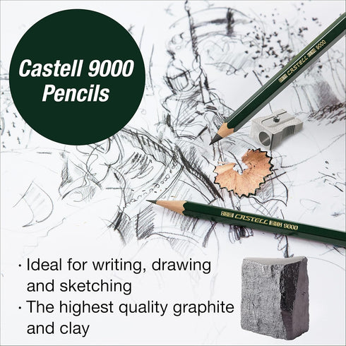 Faber-Castell Sketching and Accessories Set - Castell 9000 Graphite Pencils and Eraser Pencils - Art Pencils for Drawing and Shading...