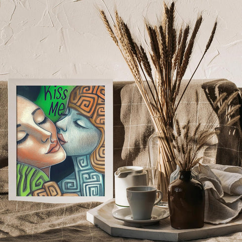 Posterizer 1 pcs-kiss me-modern colorful Valentine's day inspired art -2-Romantic Art-Abstract & Modern Art-Gift for Couples boyfriend girlfriend ...