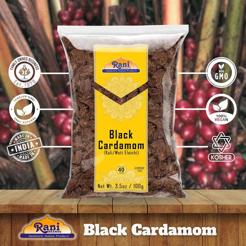 Rani Black Cardamom Pods (Kali Elachi) Whole Indian Spice 3.5oz (100g) ~ All Natural | Vegan | Gluten Friendly | NON-GMO | Indian Origin | Smokey,...
