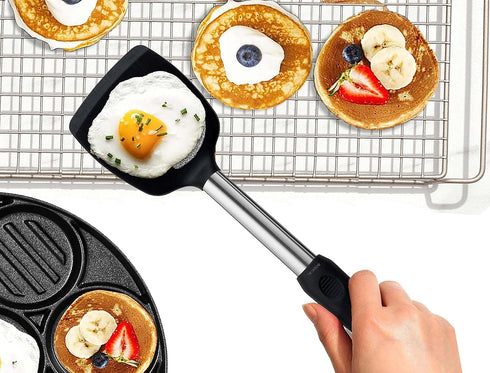 2 Pack Flexible Silicone Spatula, 600°F Heat Resistant Silicone Spatula Set for Nonstick Cookware, Kitchen Cooking Utensil Set for Egg Pancake Fli...