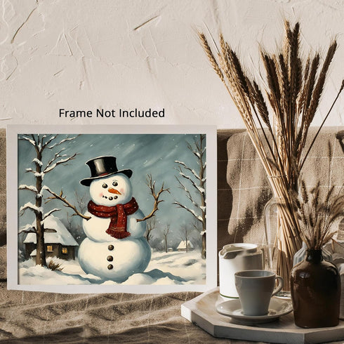 Posterizer 1 pcs-cute snowman in snowy wintery nature 6-Holiday Poster Collection-Landscape & Nature Art-Living Room Bedroom Decor- unframed wall ...