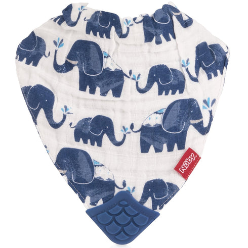 Nuby Reversible 100% Natural Cotton Muslin 3 Piece Teething Bib, Grey/Red/Blue, Arrows/Red Stripes/Elephants...