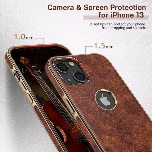 LOHASIC for iPhone 13 Case, Vintage Leather Thin Slim Luxury PU Soft Flexible Bumper Non-Slip Grip Shockproof Anti-Scratch Full Body Protective Co...