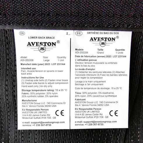 AVESTON Back Brace for Lower Back Pain Relief 6 ribs Belt with Lumbar Pad Support for Men/Women Light Thin Orthopedic Rigid Adjustable Brace Herni...