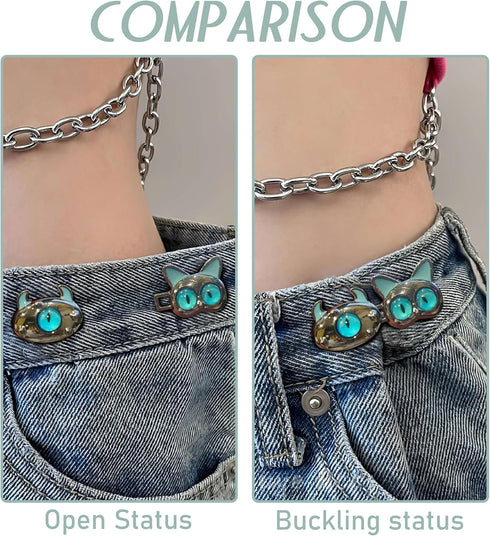 Cat Jeans Button Pins, Detachable Jean Button for Loose Jeans No Sewing Adjustable Buttons for Jeans Pant Clips for Waist Tightener (Grey)...
