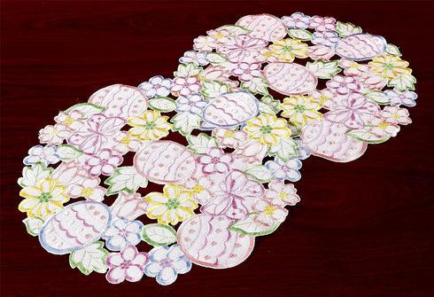 Easte Egg Placemat 14" Set of 4 Cutwork Embroidered Spring Flowery Floral Eggs Dresser Scarf for Home Kitchen Dining Spring Holiday Tabletop Decor...