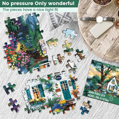 500 Pieces Jigsaw Puzzles for Adults–Spring Garden Patio Puzzle for Adults Children Elderly–Recycled Paper Puzzle 500 Pieces–Glossy, Sturdy Pieces...