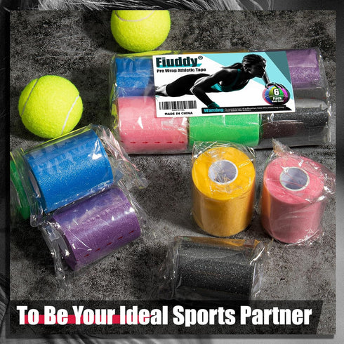 Upgraded 6 Pack Pre Wrap Athletic, Multi Color Prewrap Athletic Tape for Hair Soccer, Soccer Sports Pre Wrap Tape, Pre-Wrap Foam Underwrap Tape - ...