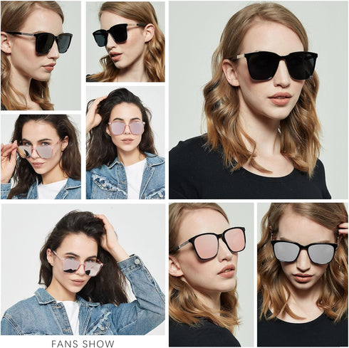 LYZOIT Oversized Sunglasses for Women Mirrored Big Large Shades Fashion Square Frame Sun glasses UV Protection...