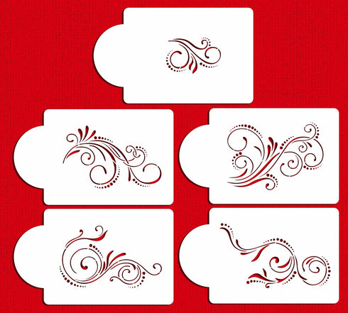 Designer Stencils C480 Five Scroll Cake Stencil Set, Beige/semi-transparent...