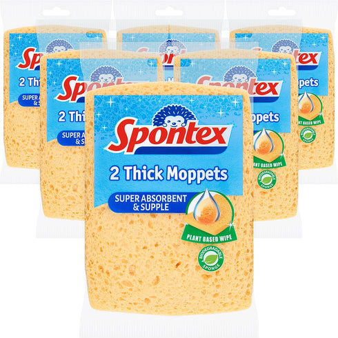 Spontex Thick Moppets, 6 Packs of 2 (Total 12 Sponges)...