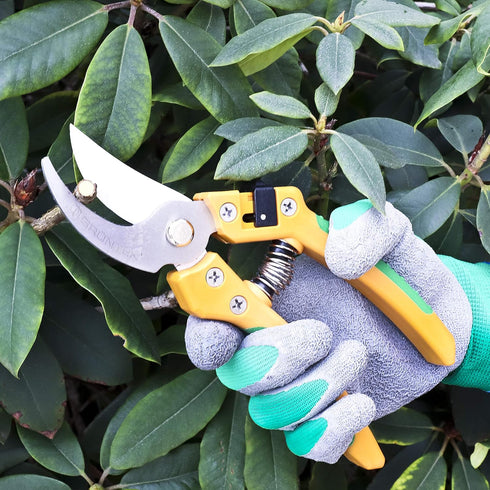 GRÜNTEK Secateurs ALBATROSS with EXTRA spring, Stainless Steel Ergo Bypass Plant Shears pruning shears Ø to 0.7". Garden shears for wide hands...