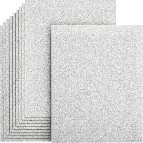 10 Sheets Silver Glitter Cardstock Paper, 8.5 x 11 Cardstock Paper 92lb/250gsm, Glitter Card Stock for DIY Projects, Sparkly Paper for Card Making...