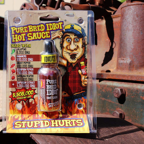 Premium Gourmet Idiot Hot Sauce - Ultimate Hottest Hot Sauce Gift - Try if you dare! (PureBred Idiot)...