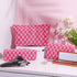 Large Capacity Makeup Bag Set Pink Checkered Makeup Bags 3 Pieces Canvas Travel Makeup Bag Organizer Travel Toiletry Bag Storage Bag for Women...