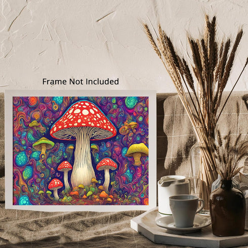 Posterizer 1 pcs- psychedelic funky hippie colorful rainbow mushrooms 6-Fantasy & Fiction Art-Retro Art- Living Room Bedroom Decor- unframed wall ...