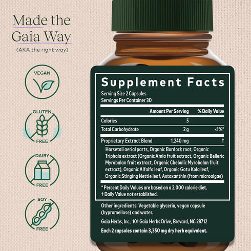 Gaia Herbs Hair, Skin & Nail Support - Helps Promote Healthy Skin, Hair Growth & Nail Growth - with Horsetail, Alfalfa, Burdock, Gotu Kola & Nettl...