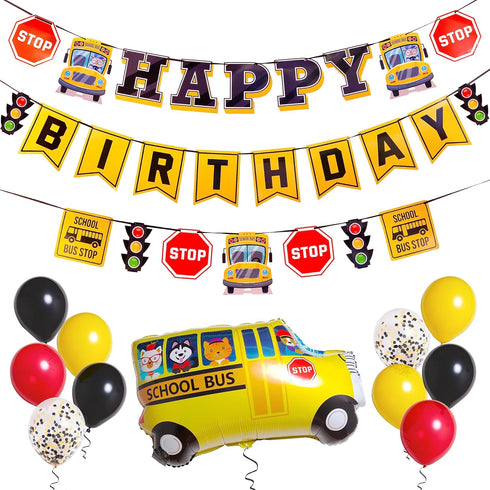 Wheels On The Bus Birthday Decorations, School Bus Decorations For Party, School Bus Birthday Party Decorations | School Bus Birthday Banner | Sch...
