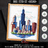Povitrulya Counted Cross Stitch Kit for Adults “Chicago” - Chi-Town Cityscape Hand Embroidery Set with Pattern, 14-Count Aida Cloth and Pre-Sorted...