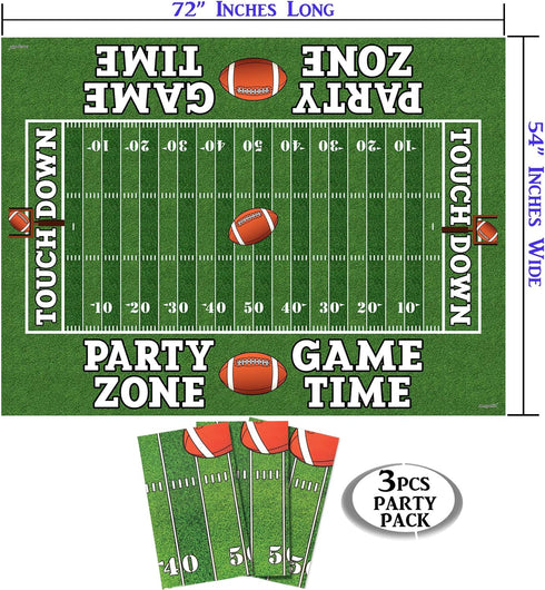 AnapoliZ Football Tablecloth Plastic | 3 Pcs Party Pack (54' Inch Wide x 72' Inch Long) | Rectangular Game Day Table Cover | Football Party Touchd...