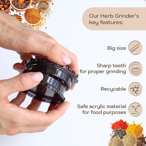 Acrylic Herb Grinder | Large 3 inch Black plastic grinder | (Black)...