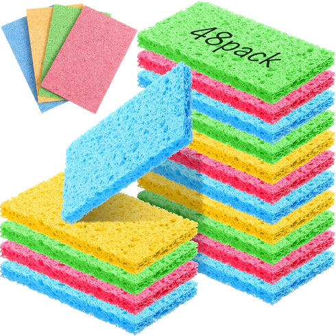Kitchen Sponge Natural Sponges for Dishes Compressed Wood Pulp Sponges for Cleaning Sponge Without Scratching for Kitchen Bathroom, 3.9 x 2.4 x 0....