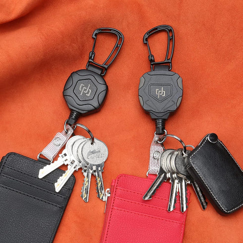 2 Pack Retractable Keychain Heavy Duty Carabiner Badge Holder, Tactical ID Badge Reel with 32” Steel Retractable Cord, 8.0 OZ...
