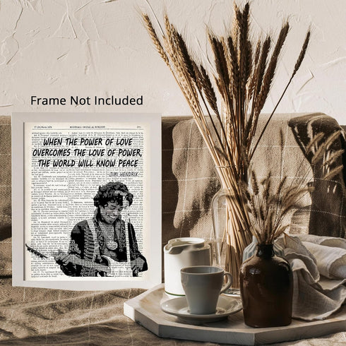 Posterizer 1 pcs-Graffiti Jimi Hendrix Quote-Power of Love-Musical Art Collection-Urban Art- decor for Bedroom, Office, Living Room - unframed wal...