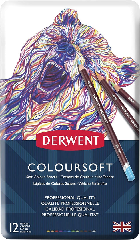 Derwent Colorsoft Pencils, 4mm Core, Metal Tin, 12 Count (0701026)...