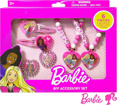 LUV HER Barbie Accessories for Girls 6 Piece Toy Jewelry Box Set with 2 Rings, 2 Bead Bracelets, and Snap Hair Clips Ages 3+...