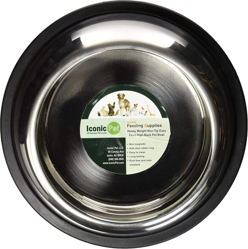 Iconic Pet 2 Cup Heavy Weight Non-Skid Easy Feed High Back Pet Bowl For Dog Or Cat (2 Pack), 16 Oz...