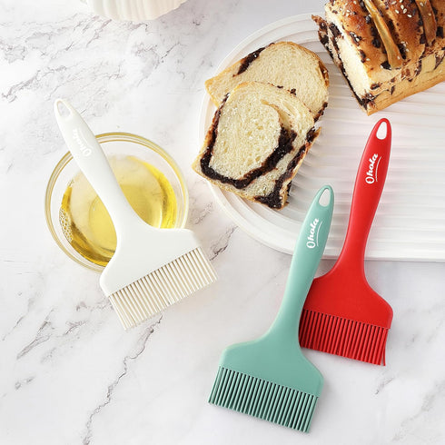 3PCS Extra Large Silicone Basting Pastry Brush, OHOLA Heat Resistant Oil Sauce Brush, Food Cooking Brush for BBQ, Grilling, Baking, BPA Free, Dish...